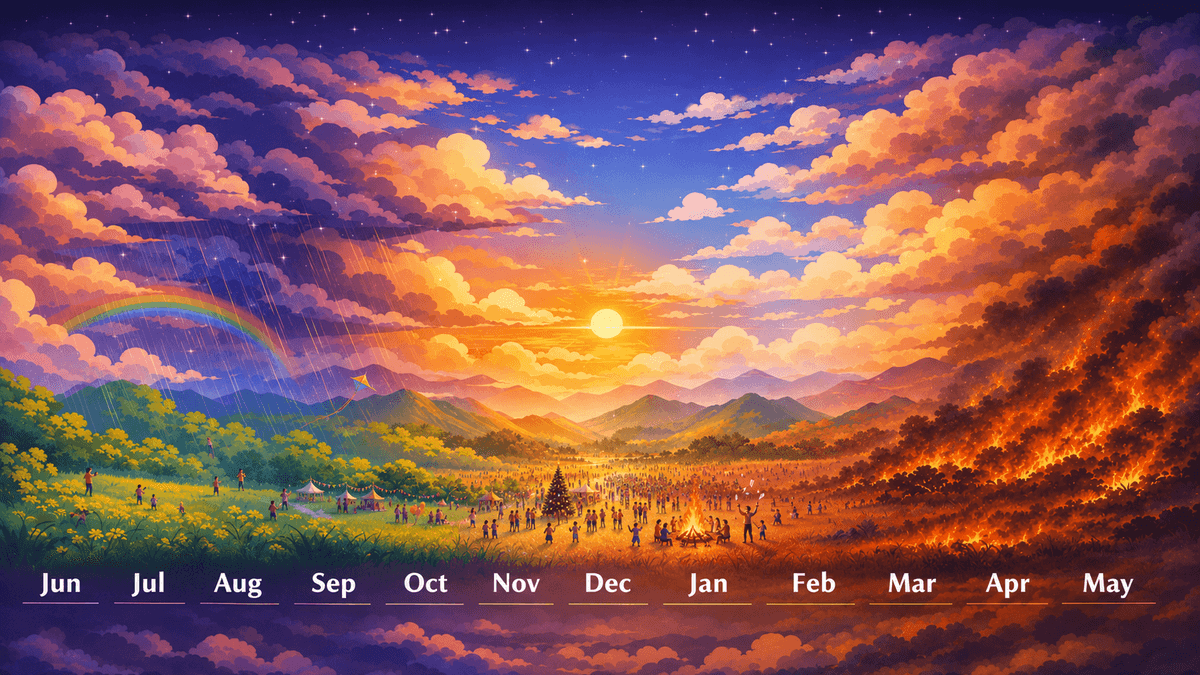 Pai seasonal calendar showing weather throughout the year